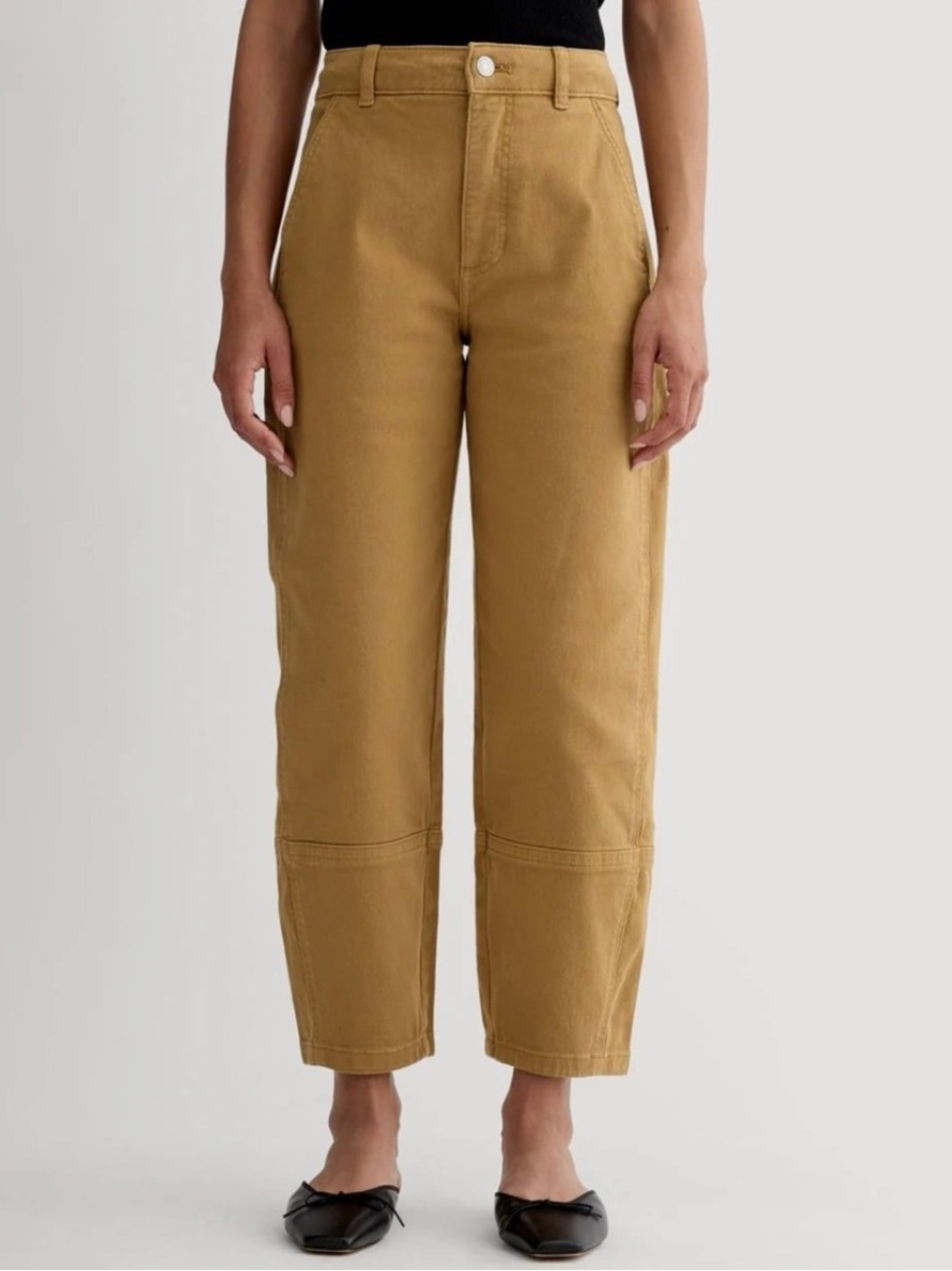 Everlane UTILITY BARREL pants cotton jeans Oak Brown size 12 stretch high rise